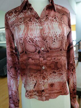 Just Cavalli pink snake animal print blouse 100% silk Made in Italy size 38